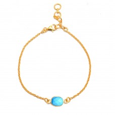 Turquoise rectangle silver bezel bracelet